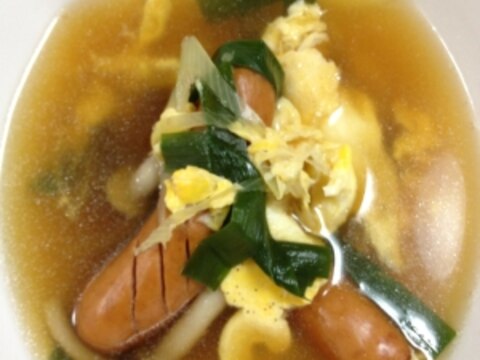 ニラ玉ウインナーの中華スープ！